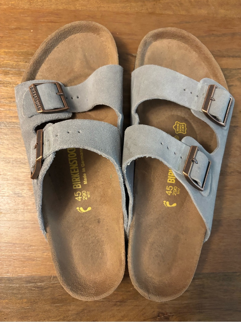 Birkenstock Arizona Two-Strap Suede Sandals — Light Gray